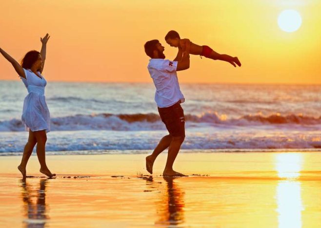 Happy,Family,-,Father,,Mother,,Baby,Son,Walk,With,Fun